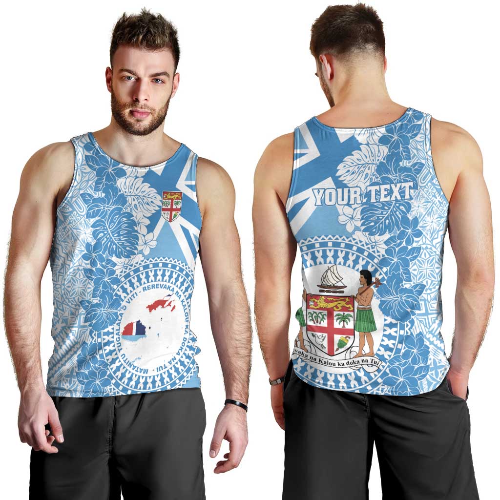 Personalised Fiji Day Men Tank Top Fijian Map Hibiscus Tapa Pattern LT01