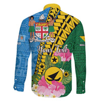 Personalised Malampa Fiji Day Family Matching Off The Shoulder Long Sleeve Dress and Hawaiian Shirt Tropical Tapa Pattern