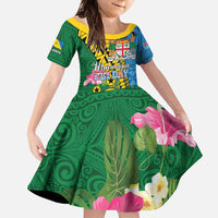 Personalised Malampa Fiji Day Family Matching Short Sleeve Bodycon Dress and Hawaiian Shirt Tropical Tapa Pattern LT01 Daughter's Dress Art - Polynesian Pride