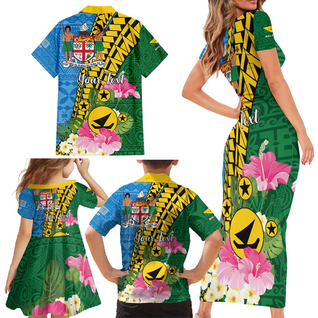 Personalised Malampa Fiji Day Family Matching Short Sleeve Bodycon Dress and Hawaiian Shirt Tropical Tapa Pattern LT01 - Polynesian Pride