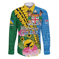 Personalised Malampa Fiji Day Family Matching Short Sleeve Bodycon Dress and Hawaiian Shirt Tropical Tapa Pattern LT01 Dad's Shirt - Long Sleeve Art - Polynesian Pride