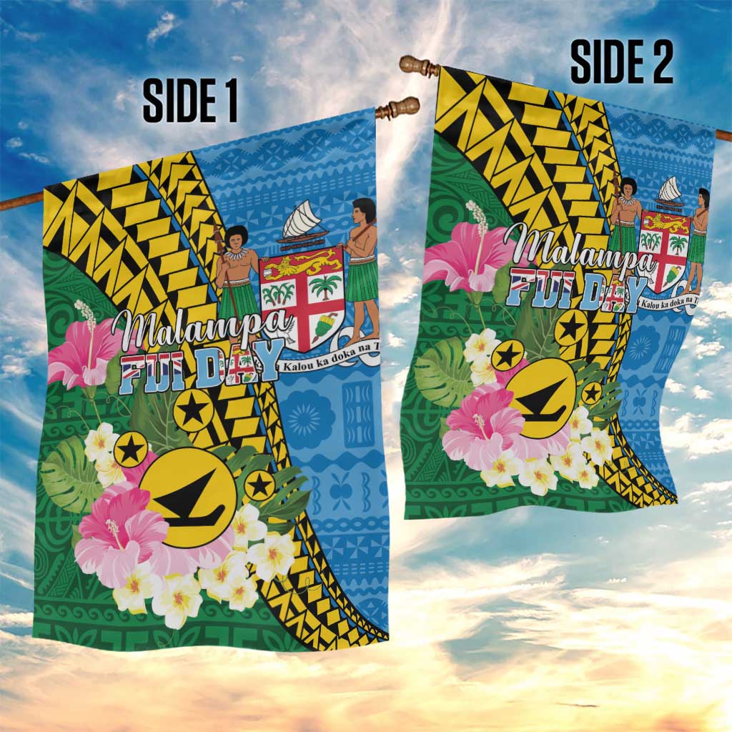 Malampa Fiji Day Garden Flag Tropical Tapa Pattern