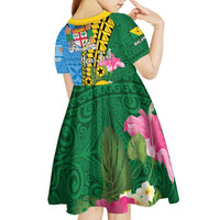 Personalised Malampa Fiji Day Kid Short Sleeve Dress Tropical Tapa Pattern