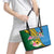 Malampa Fiji Day Leather Tote Bag Tropical Tapa Pattern