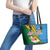 Malampa Fiji Day Leather Tote Bag Tropical Tapa Pattern