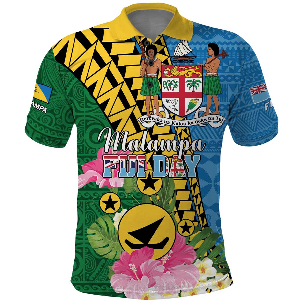 Personalised Malampa Fiji Day Polo Shirt Tropical Tapa Pattern