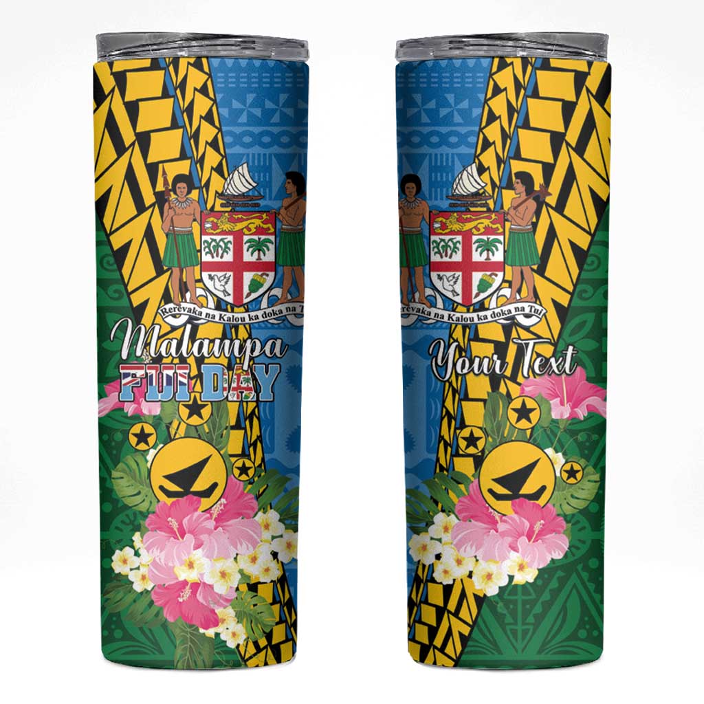 Personalised Malampa Fiji Day Skinny Tumbler Tropical Tapa Pattern