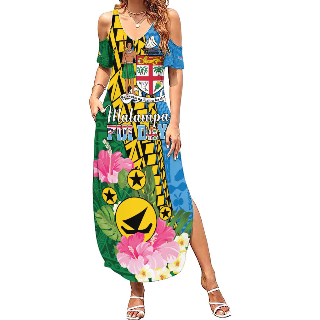 Personalised Malampa Fiji Day Summer Maxi Dress Tropical Tapa Pattern