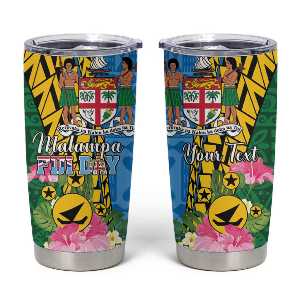 Personalised Malampa Fiji Day Tumbler Cup Tropical Tapa Pattern