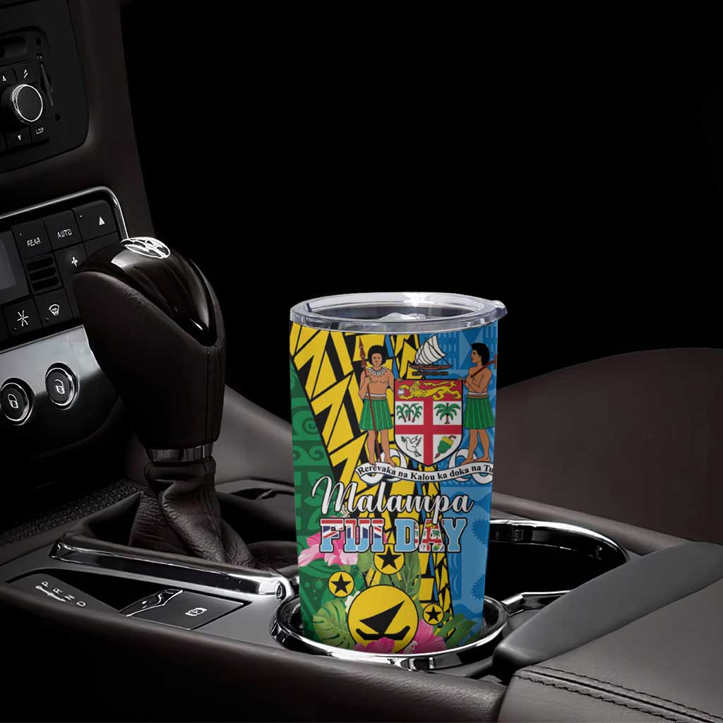 Personalised Malampa Fiji Day Tumbler Cup Tropical Tapa Pattern