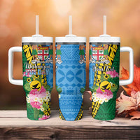 Personalised Malampa Fiji Day Tumbler With Handle Tropical Tapa Pattern