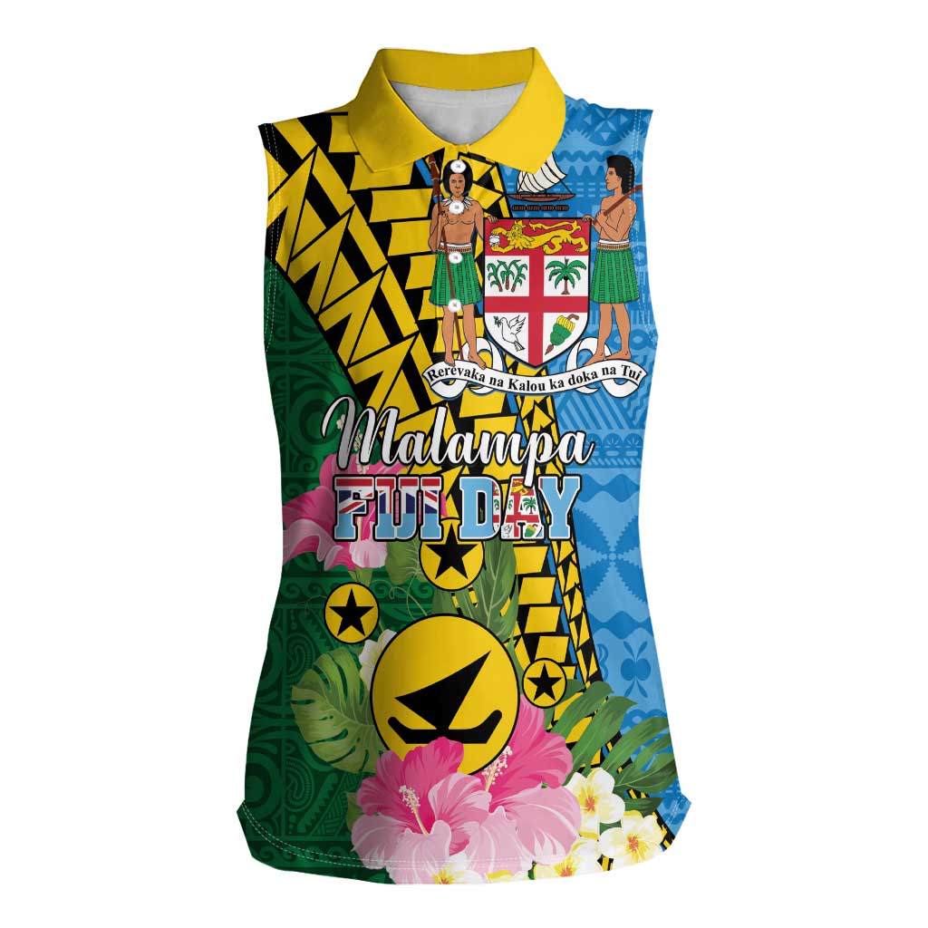 Personalised Malampa Fiji Day Women Sleeveless Polo Shirt Tropical Tapa Pattern LT01 Female Art - Polynesian Pride