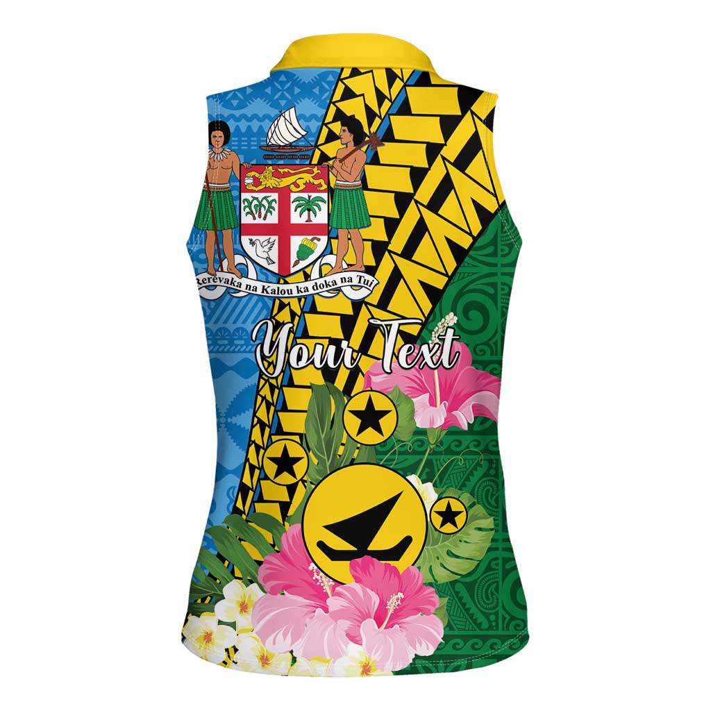Personalised Malampa Fiji Day Women Sleeveless Polo Shirt Tropical Tapa Pattern LT01 - Polynesian Pride