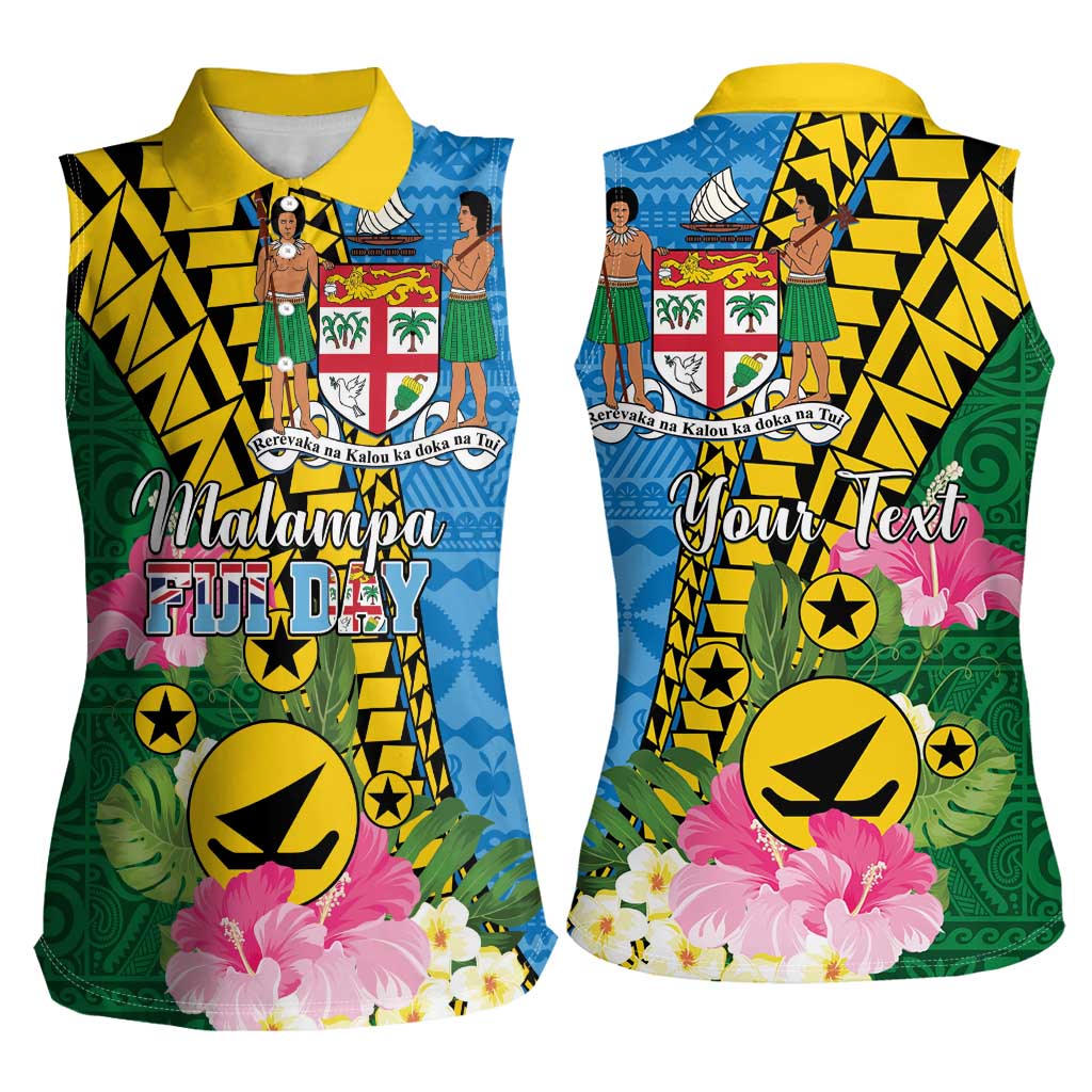 Personalised Malampa Fiji Day Women Sleeveless Polo Shirt Tropical Tapa Pattern LT01 - Polynesian Pride