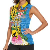 Personalised Malampa Fiji Day Women Sleeveless Polo Shirt Tropical Tapa Pattern LT01 - Polynesian Pride