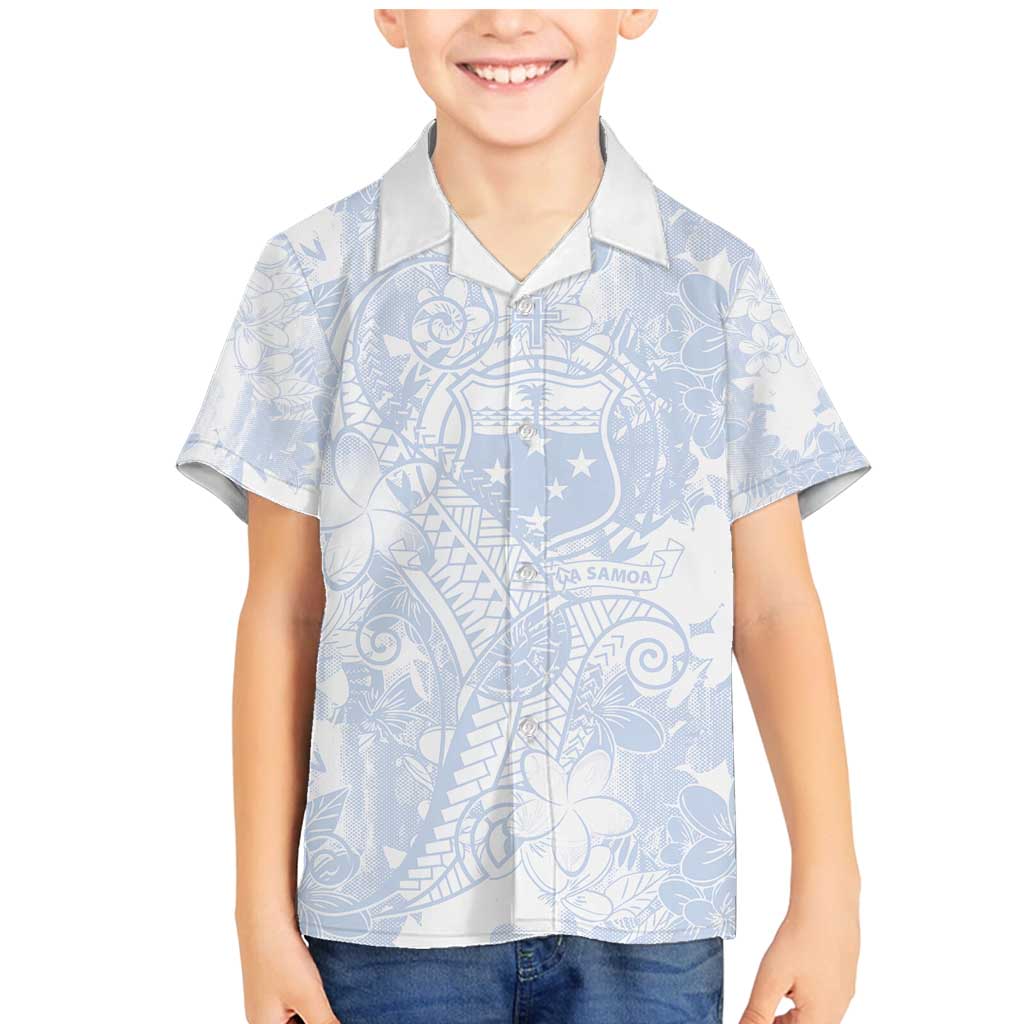 Samoa White Sunday Family Matching Mermaid Dress and Hawaiian Shirt Plumeria Floral