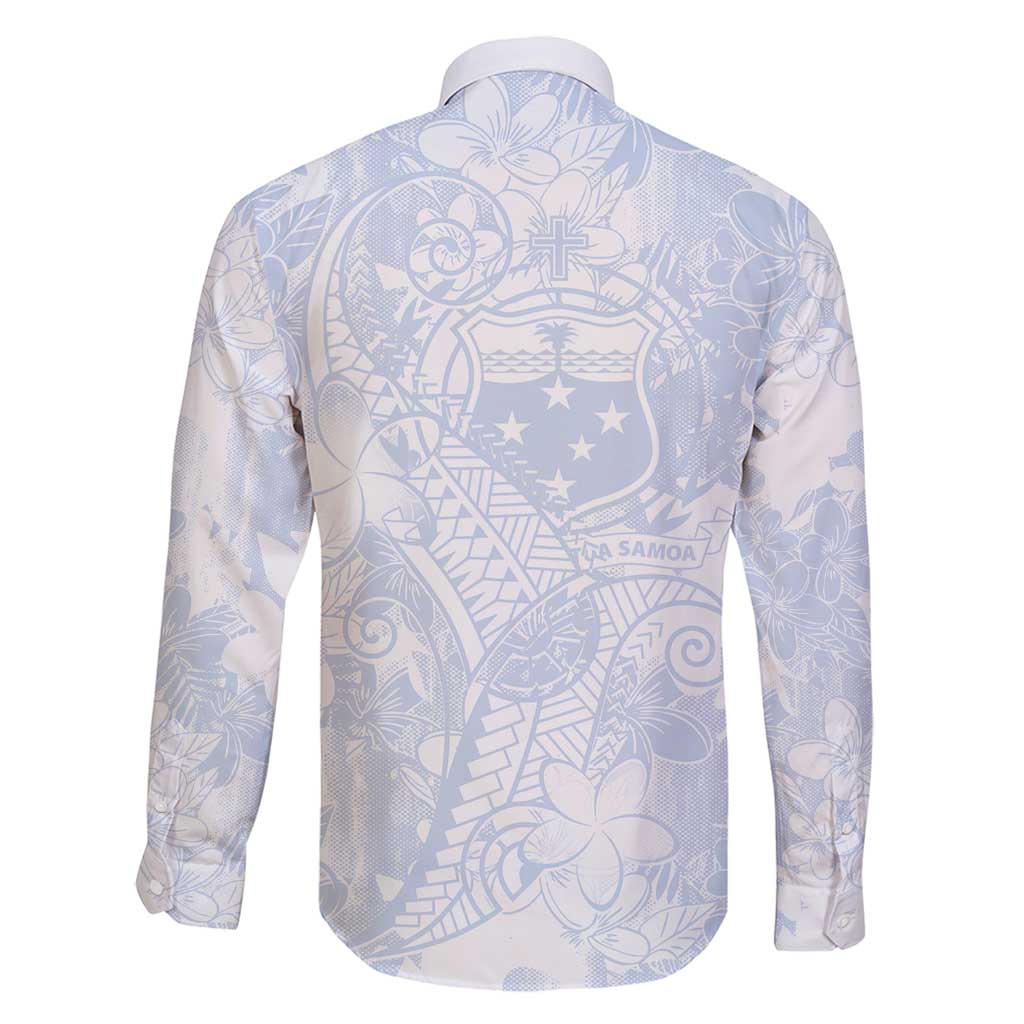 Samoa White Sunday Family Matching Summer Maxi Dress and Hawaiian Shirt Plumeria Floral