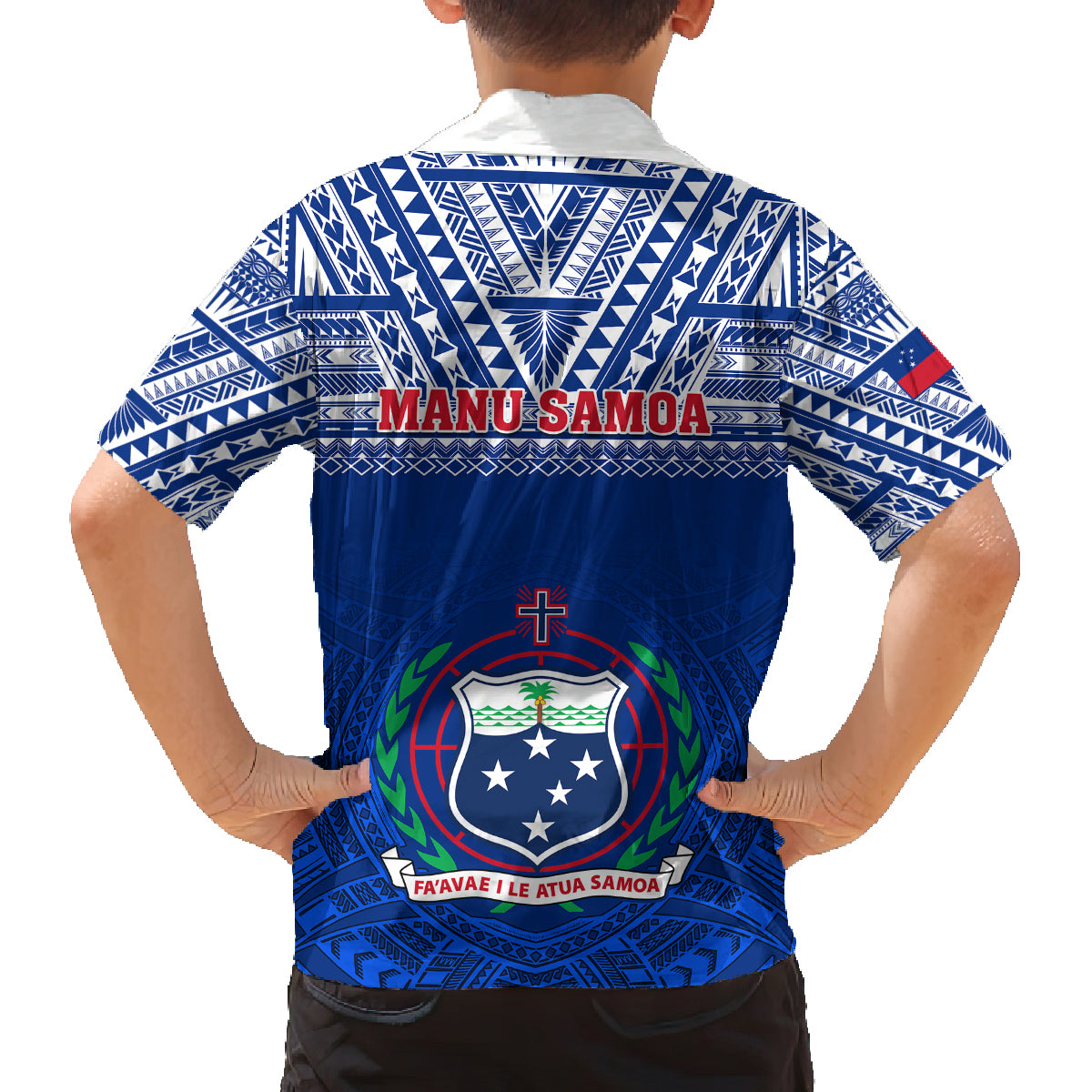 Samoa Rugby Family Matching Puletasi Dress and Hawaiian Shirt Manu Samoa Polynesian Tatoo Pattern LT01 - Polynesian Pride