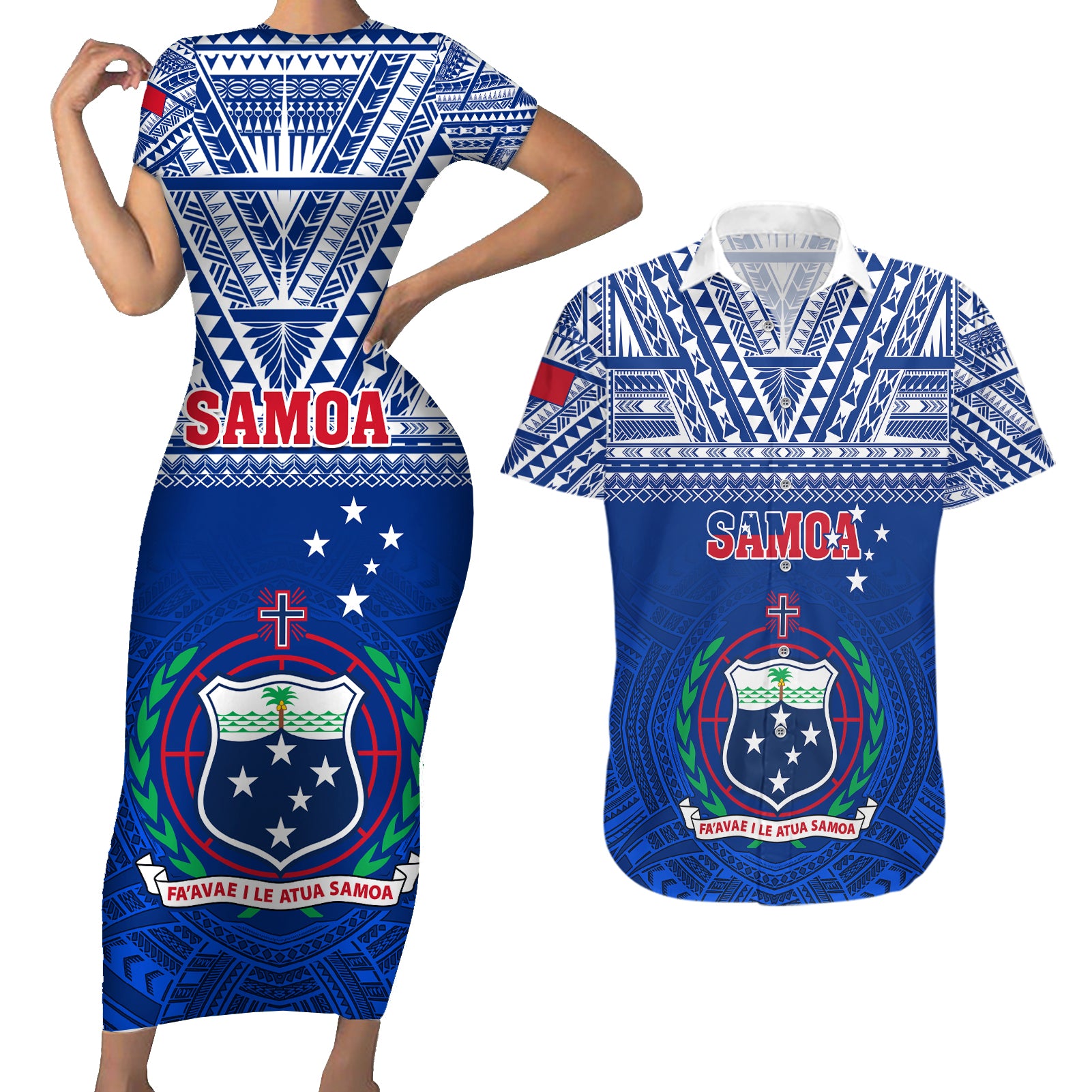 custom-samoa-rugby-couples-matching-short-sleeve-bodycon-dress-and-hawaiian-shirt-manu-samoa-polynesian-tatoo-pattern