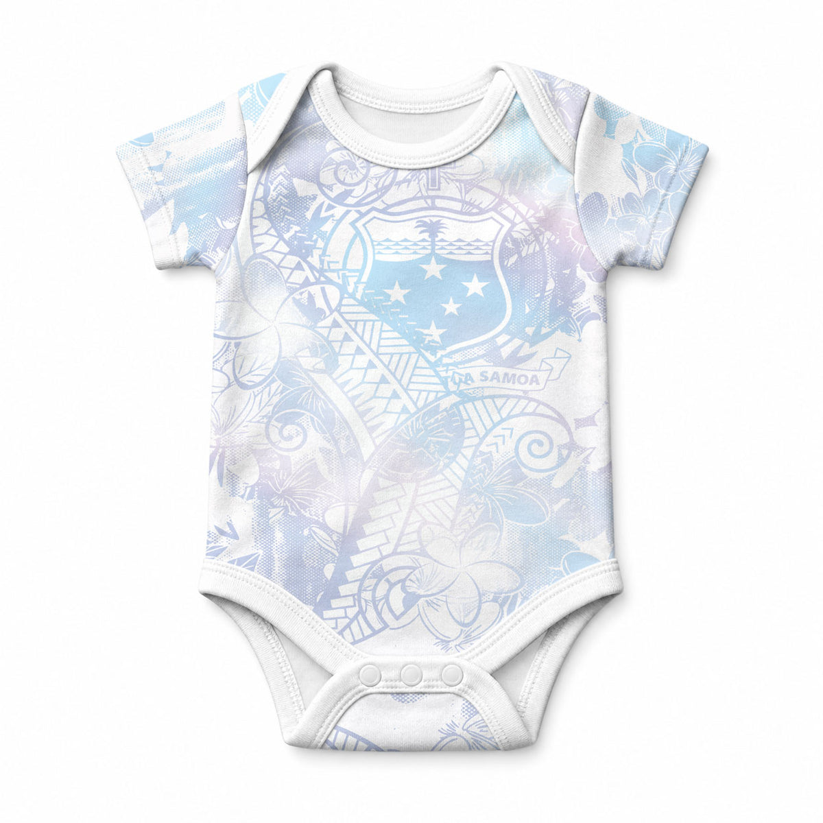 Samoa White Sunday Baby Onesie Sweet Pastel Plumeria Floral LT01 White - Polynesian Pride