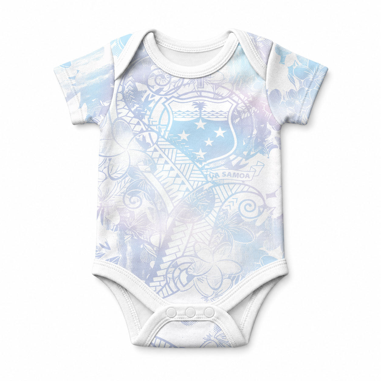 Samoa White Sunday Baby Onesie Sweet Pastel Plumeria Floral LT01 White - Polynesian Pride