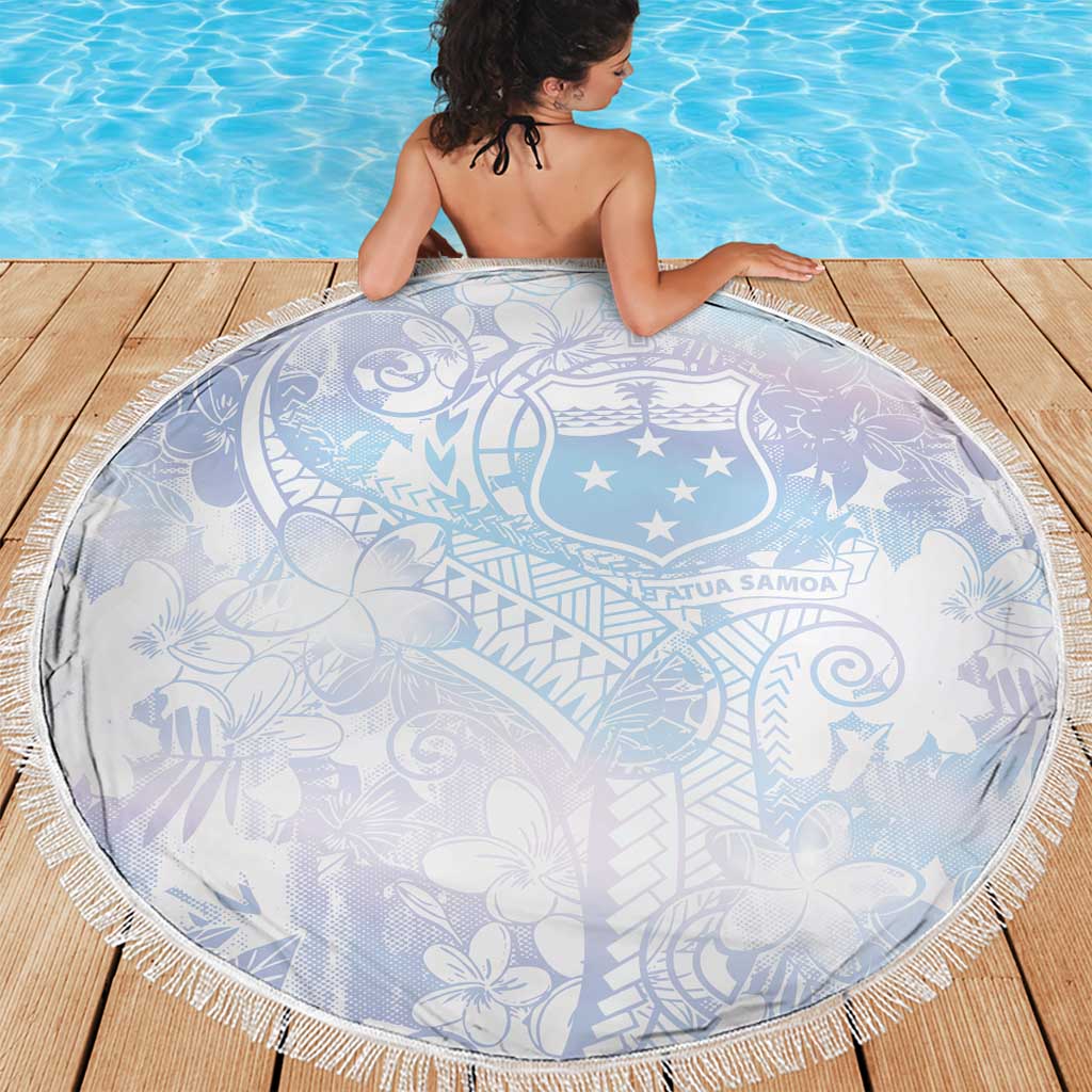 Samoa White Sunday Beach Blanket Sweet Pastel Plumeria Floral