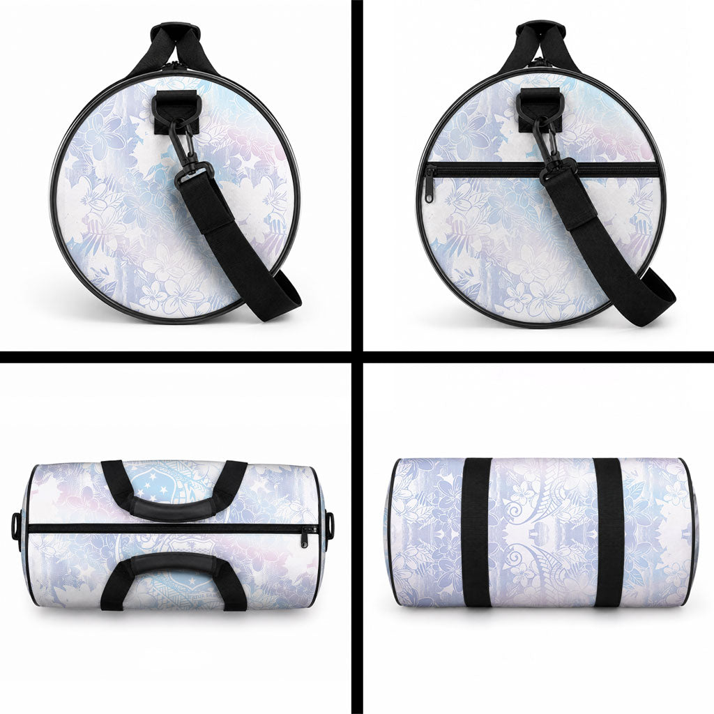 Samoa White Sunday Duffle Bag Sweet Pastel Plumeria Floral LT01 - Polynesian Pride