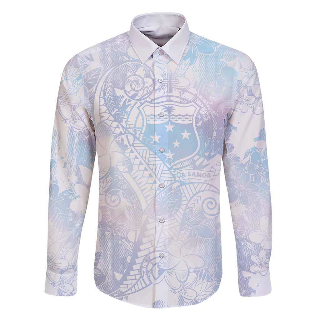 Samoa White Sunday Family Matching Short Sleeve Bodycon Dress and Hawaiian Shirt Sweet Pastel Plumeria Floral