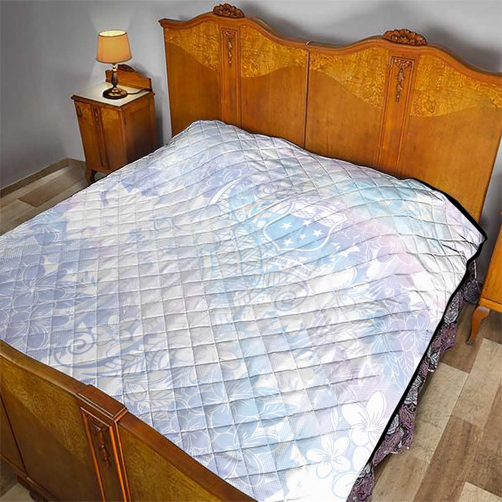 Samoa White Sunday Quilt Sweet Pastel Plumeria Floral