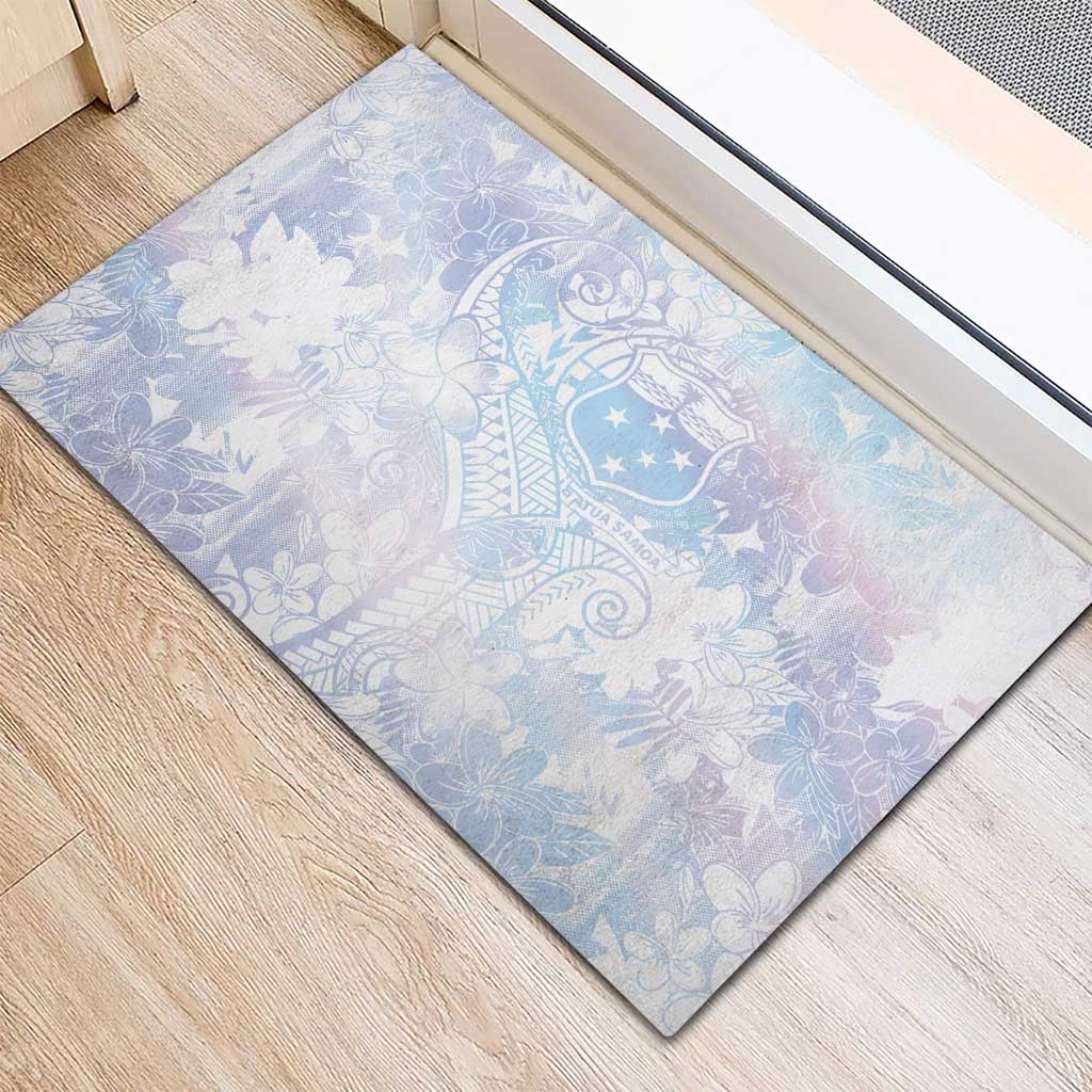 Samoa White Sunday Rubber Doormat Sweet Pastel Plumeria Floral