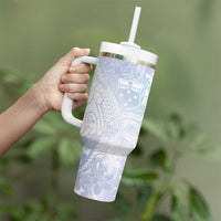 Samoa White Sunday Tumbler With Handle Sweet Pastel Plumeria Floral