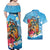 Personalized Aloha Hawaii Skeleton Surfing Couples Matching Off Shoulder Maxi Dress and Hawaiian Shirt Tribal Shark Plumeria