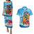 Personalized Aloha Hawaii Skeleton Surfing Couples Matching Puletasi and Hawaiian Shirt Tribal Shark Plumeria