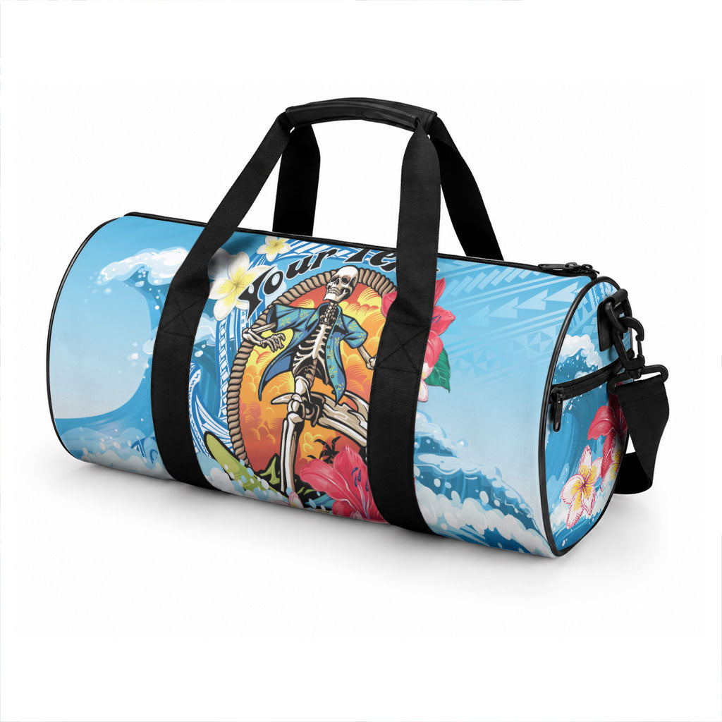 Personalized Aloha Hawaii Skeleton Surfing Duffle Bag Tribal Shark Plumeria LT01 - Polynesian Pride