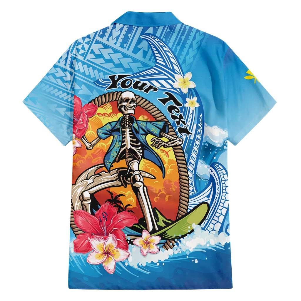 Personalized Aloha Hawaii Skeleton Surfing Family Matching Long Sleeve Bodycon Dress and Hawaiian Shirt Tribal Shark Plumeria LT01 - Polynesian Pride