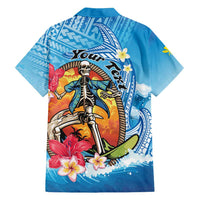 Personalized Aloha Hawaii Skeleton Surfing Family Matching Long Sleeve Bodycon Dress and Hawaiian Shirt Tribal Shark Plumeria LT01 - Polynesian Pride