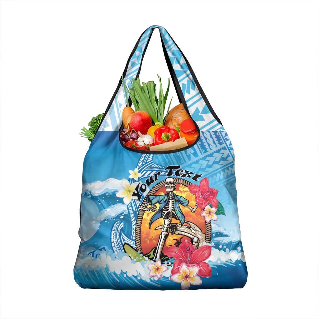 Aloha Hawaii Skeleton Surfing Grocery Bag Tribal Shark Plumeria