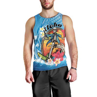 Personalized Aloha Hawaii Skeleton Surfing Men Tank Top Tribal Shark Plumeria