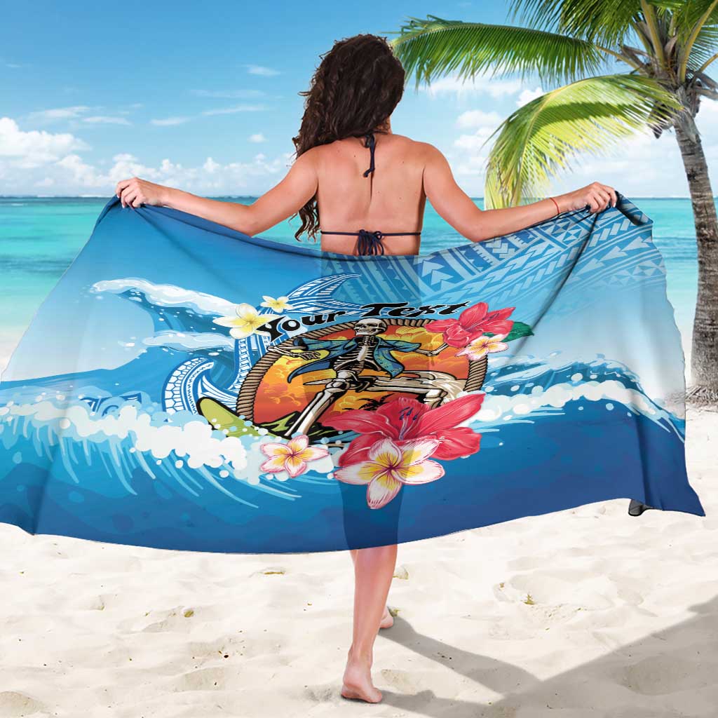 Personalized Aloha Hawaii Skeleton Surfing Sarong Tribal Shark Plumeria