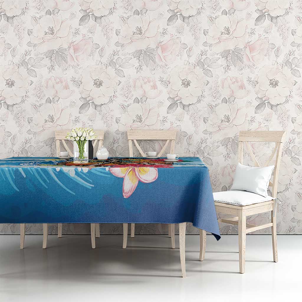 Personalized Aloha Hawaii Skeleton Surfing Tablecloth Tribal Shark Plumeria