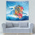 Personalized Aloha Hawaii Skeleton Surfing Tapestry Tribal Shark Plumeria