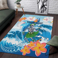 Personalized Hawaii Hula Girl Skeleton Dancing Area Rug Hibiscus Tribal Shark