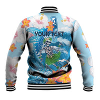 Personalized Hawaii Hula Girl Skeleton Dancing Baseball Jacket Hibiscus Tribal Shark