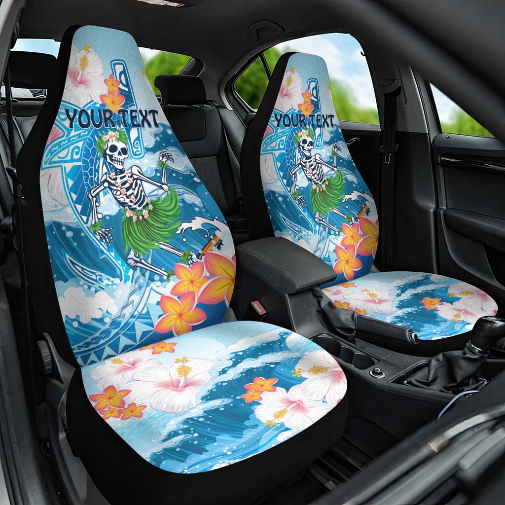 Personalized Hawaii Hula Girl Skeleton Dancing Car Seat Cover Hibiscus Tribal Shark