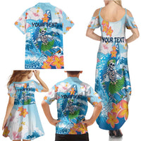 Personalized Hawaii Hula Girl Skeleton Dancing Family Matching Summer Maxi Dress and Hawaiian Shirt Hibiscus Tribal Shark