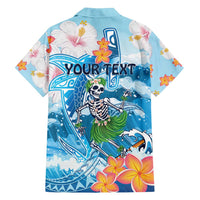 Personalized Hawaii Hula Girl Skeleton Dancing Family Matching Summer Maxi Dress and Hawaiian Shirt Hibiscus Tribal Shark