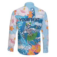 Personalized Hawaii Hula Girl Skeleton Dancing Family Matching Summer Maxi Dress and Hawaiian Shirt Hibiscus Tribal Shark