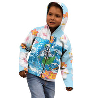 Personalized Hawaii Hula Girl Skeleton Dancing Kid Hoodie Hibiscus Tribal Shark
