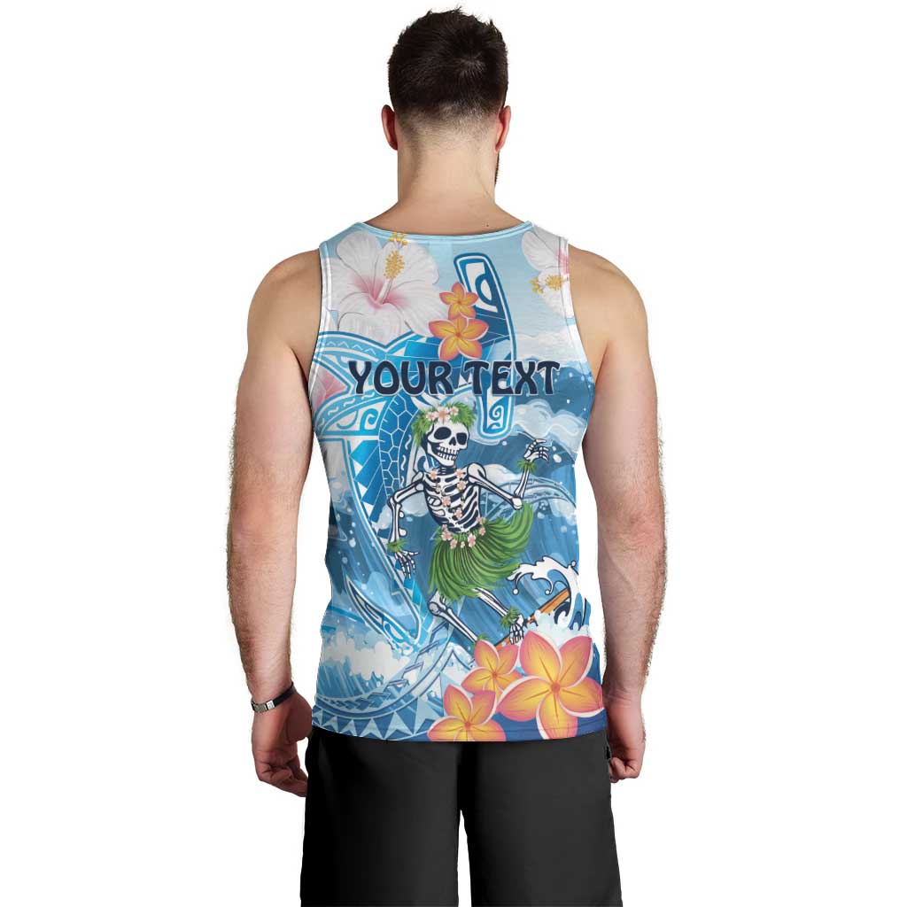 Personalized Hawaii Hula Girl Skeleton Dancing Men Tank Top Hibiscus Tribal Shark