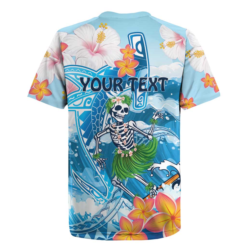 Personalized Hawaii Hula Girl Skeleton Dancing Rugby Jersey Hibiscus Tribal Shark